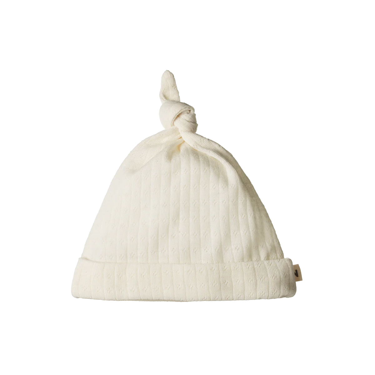 Merino Essentials Knotted Beanie Pointelle || Natural