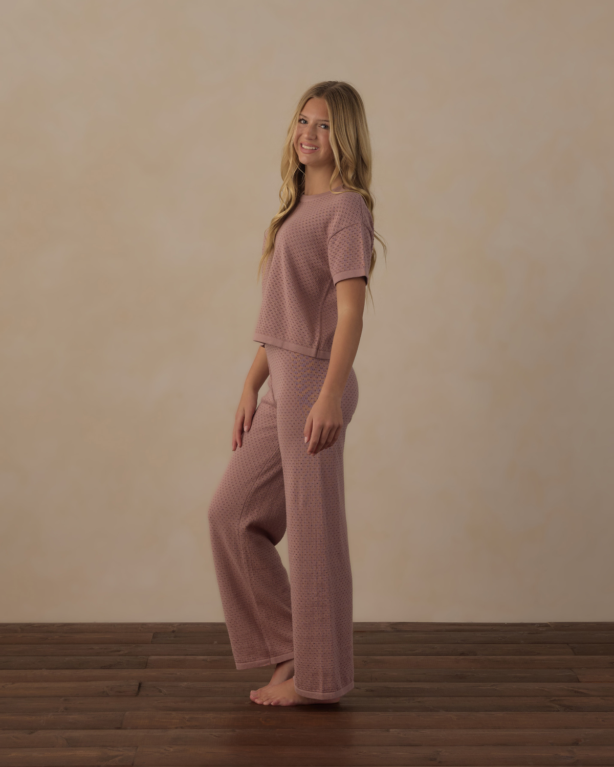 Teen Boxy Crop Knit Tee || Rosewood
