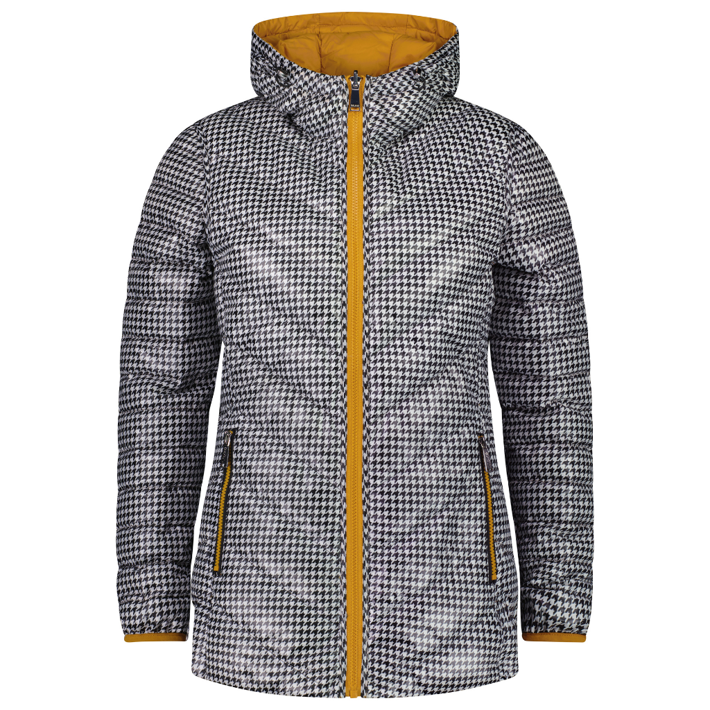 Jo - Women&#39;s Reversible Down Jacket - Apricot Crush/Houndstooth