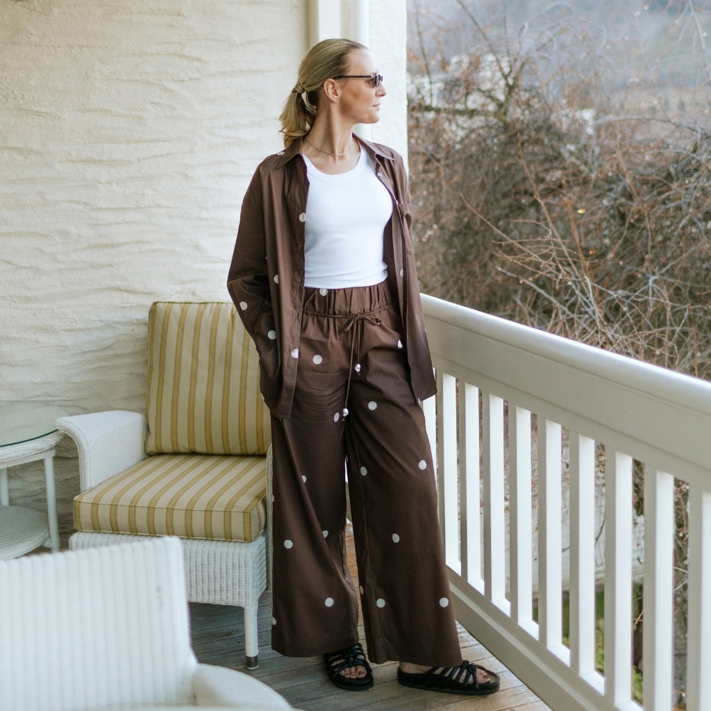 Juno - Womens Relaxed Pant || Chocolate Spot
