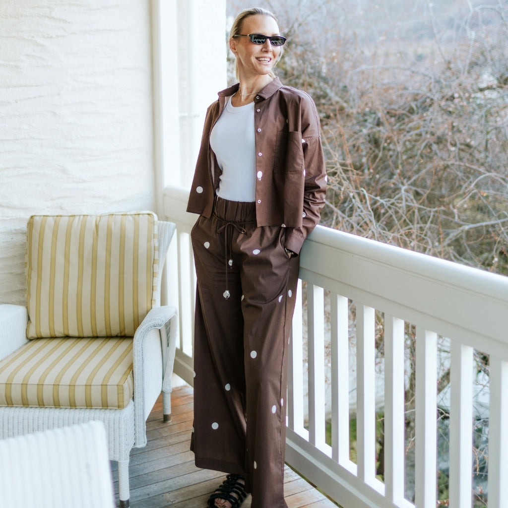 Juno - Womens Relaxed Pant || Chocolate Spot