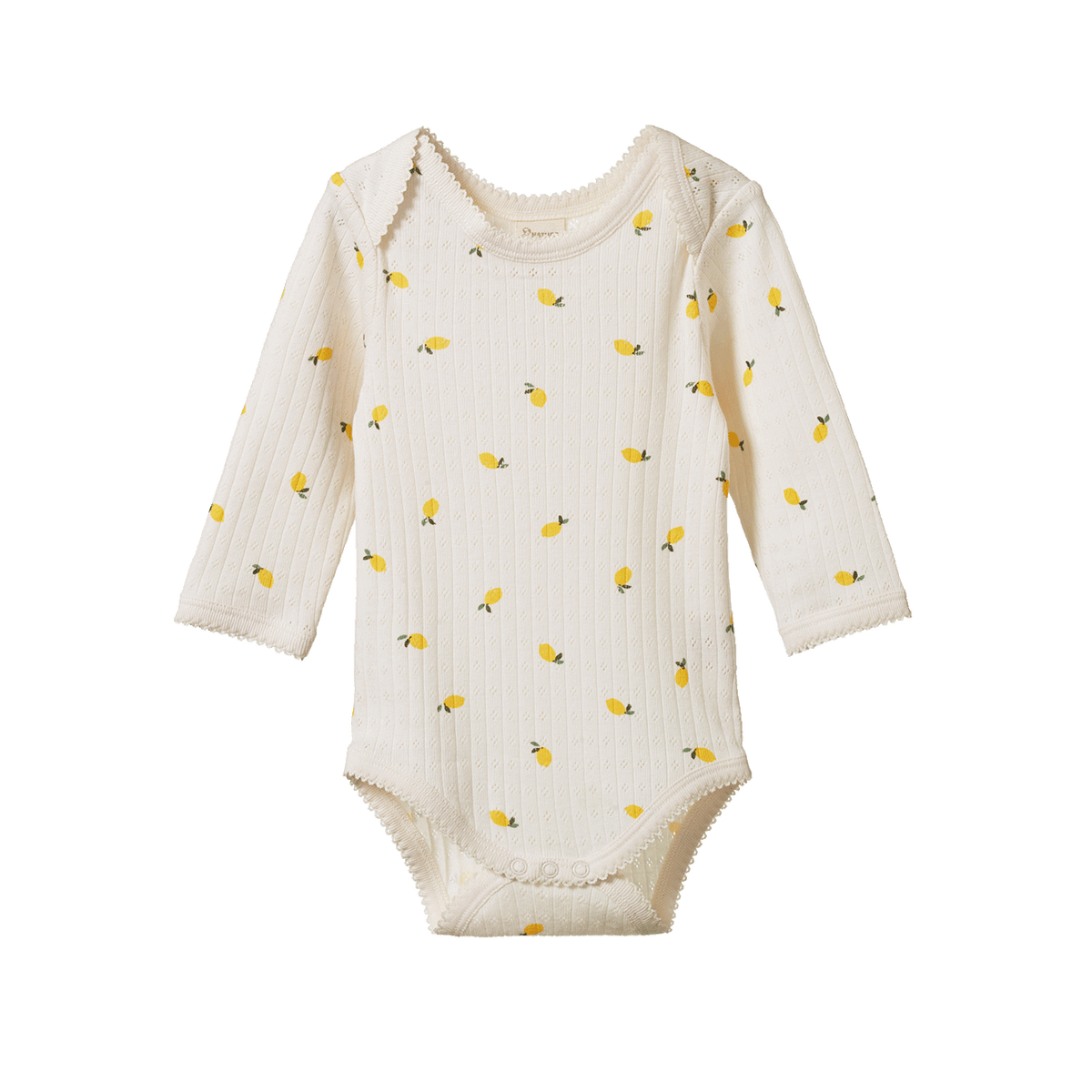 Long Sleeve Bodysuit Kimono Pointelle || Lemon Print