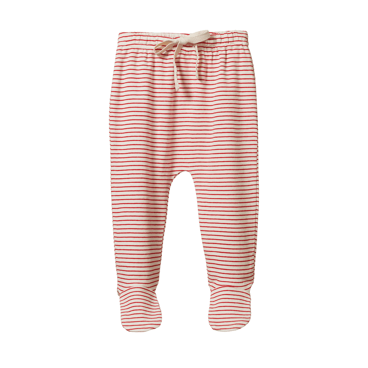 Footed Romper || Red Pinstripe