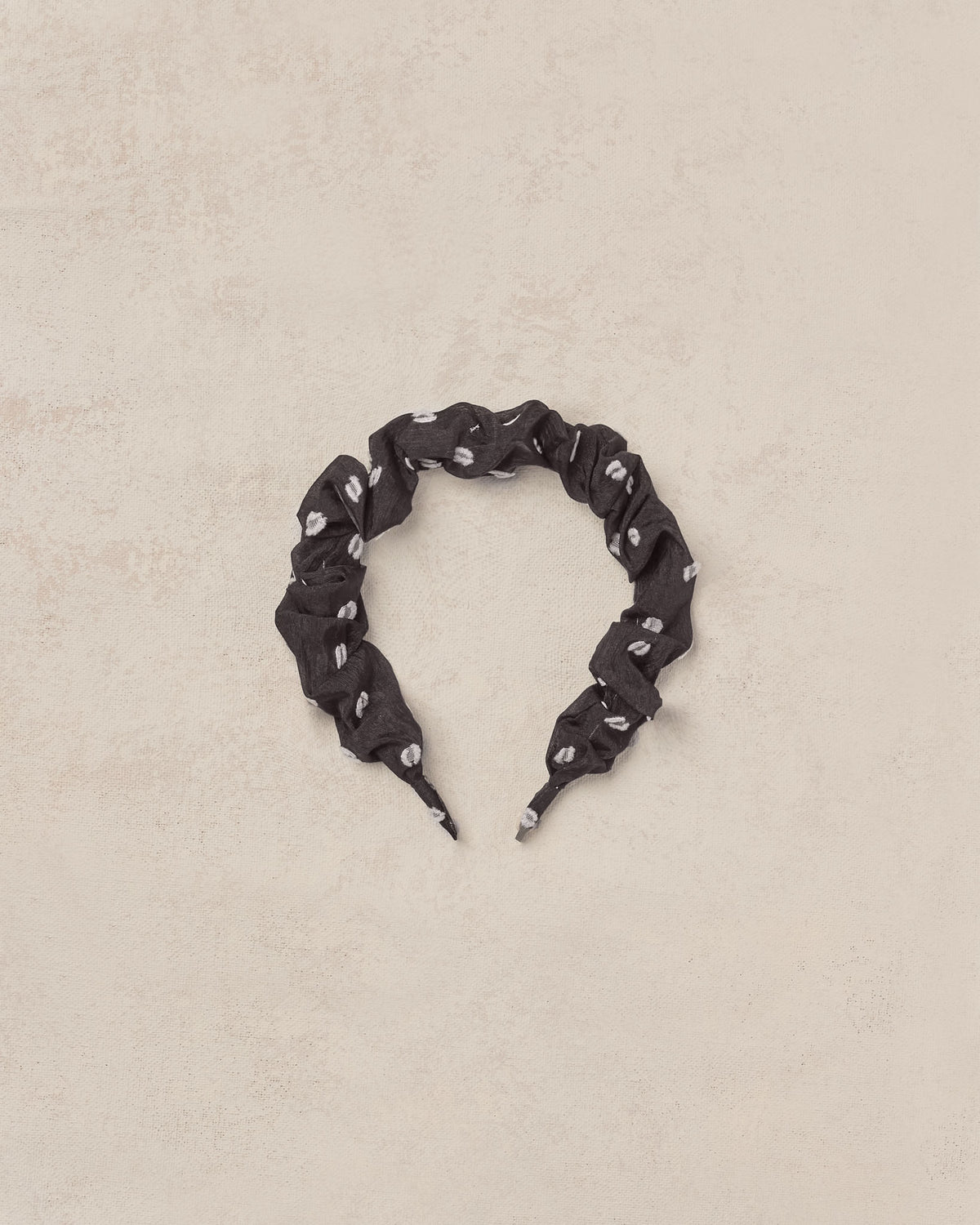 Gathered Headband || Black &amp; Ivory Dot