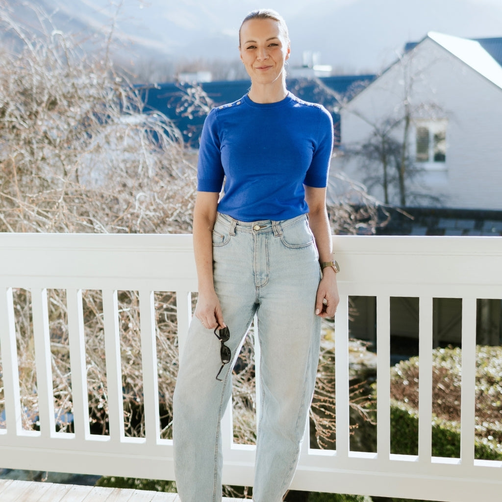 Nicola -  Womens Sweater Tee || Dazzling Blue