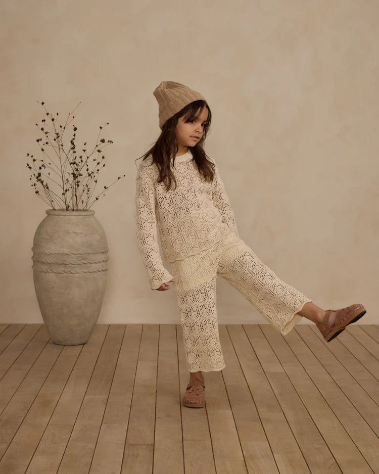 Crochet Knit Pullover || Natural