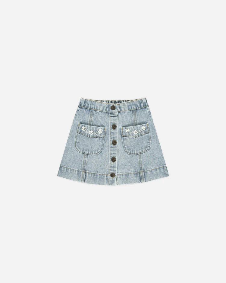 Denim Mini Skirt || Light Washed Denim