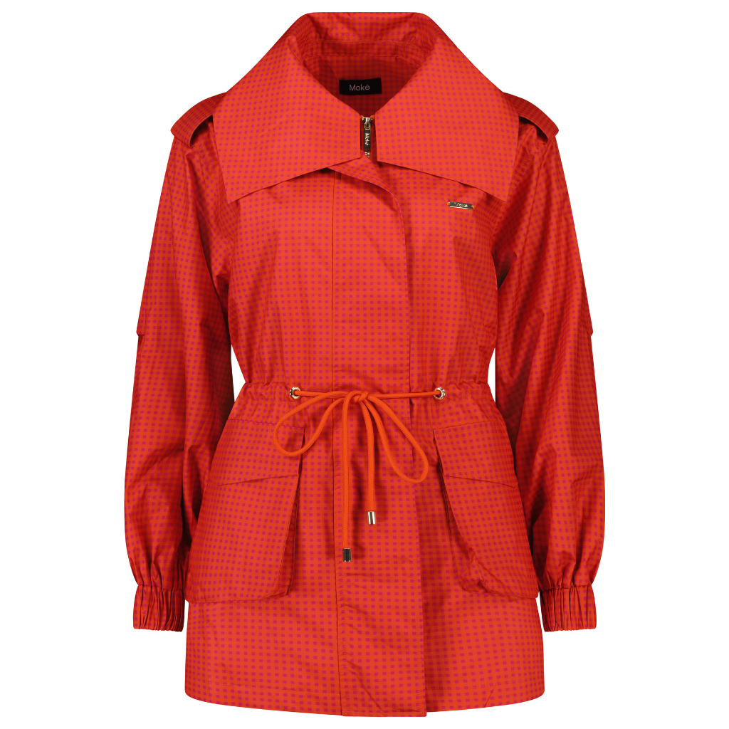 Marlow Women&#39;s Rain Jacket - Blood Orange/Fuchsia Check