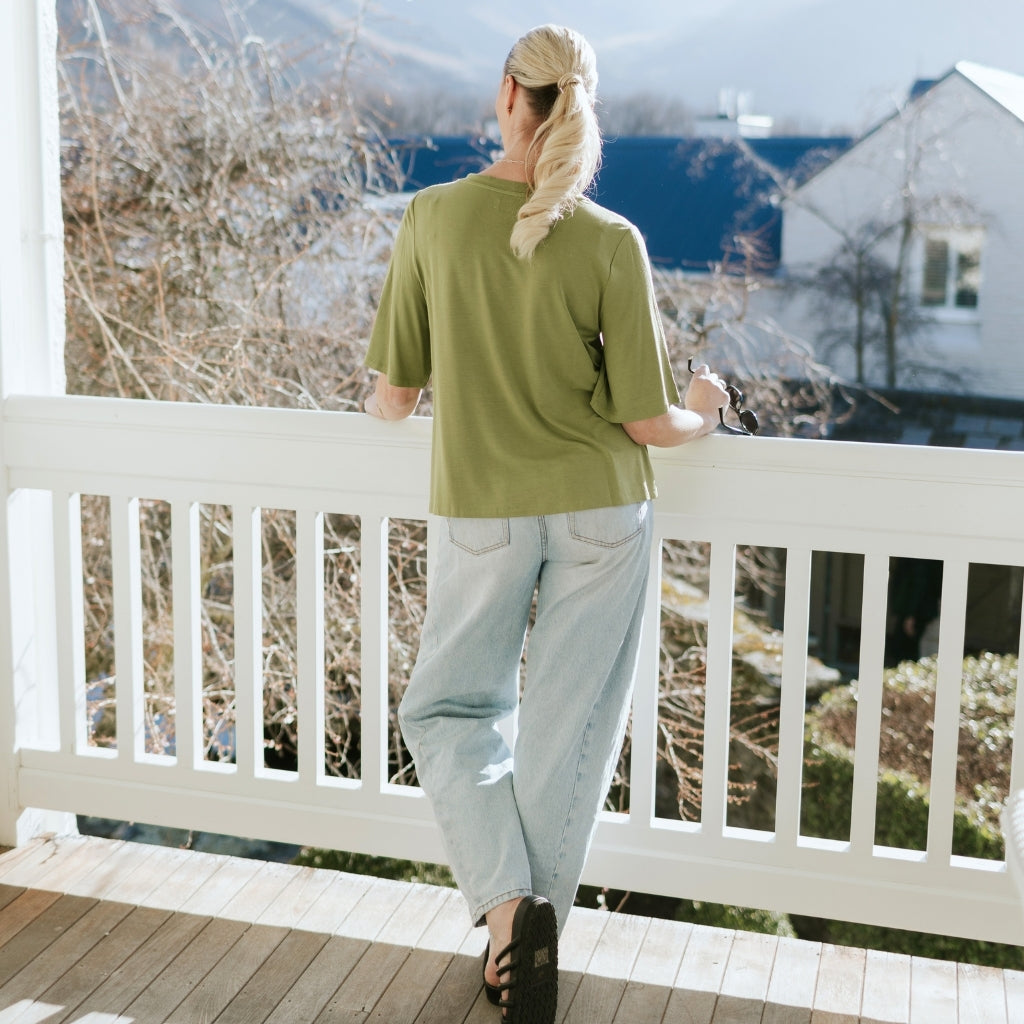 Zoe - Womens V Neck Tee || Avocado