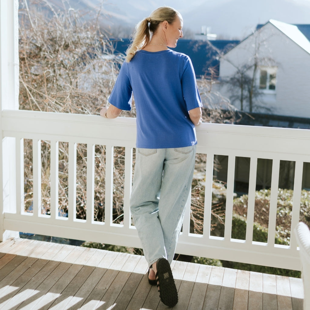 Zoe - Womens V Neck Tee || Dazzling Blue