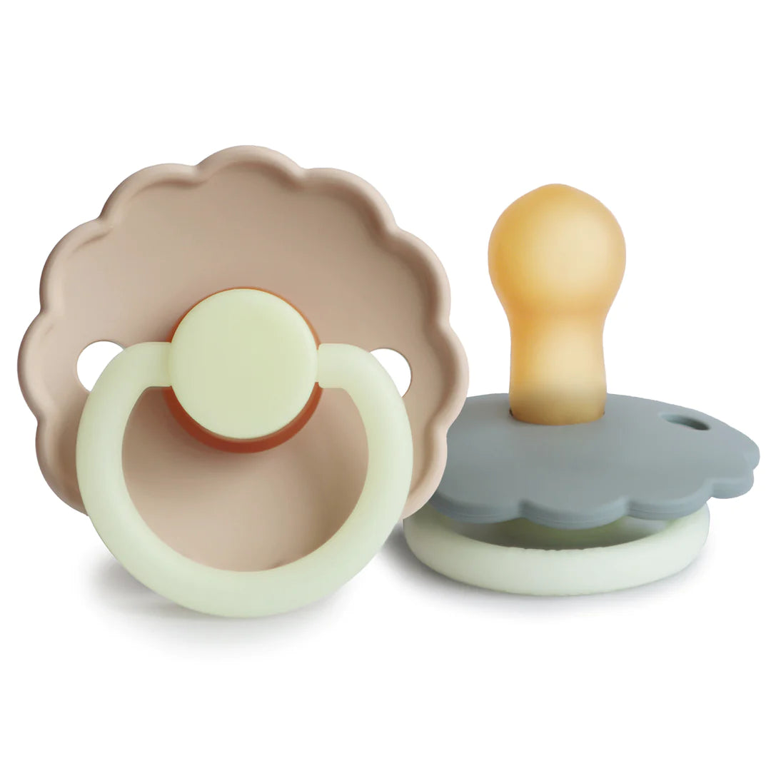 FRIGG Daisy Night Pacifier - French Grey/Croissant