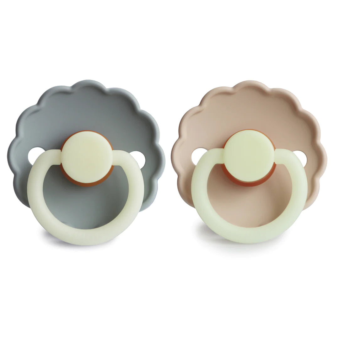 FRIGG Daisy Night Pacifier - French Grey/Croissant