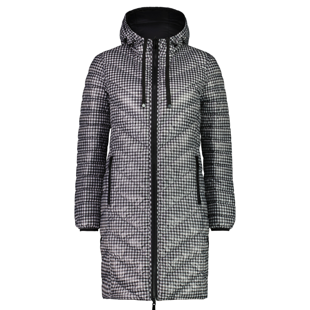Arnie - Women&#39;s Reversible Down Coat - Dressy Black&amp;Gingham