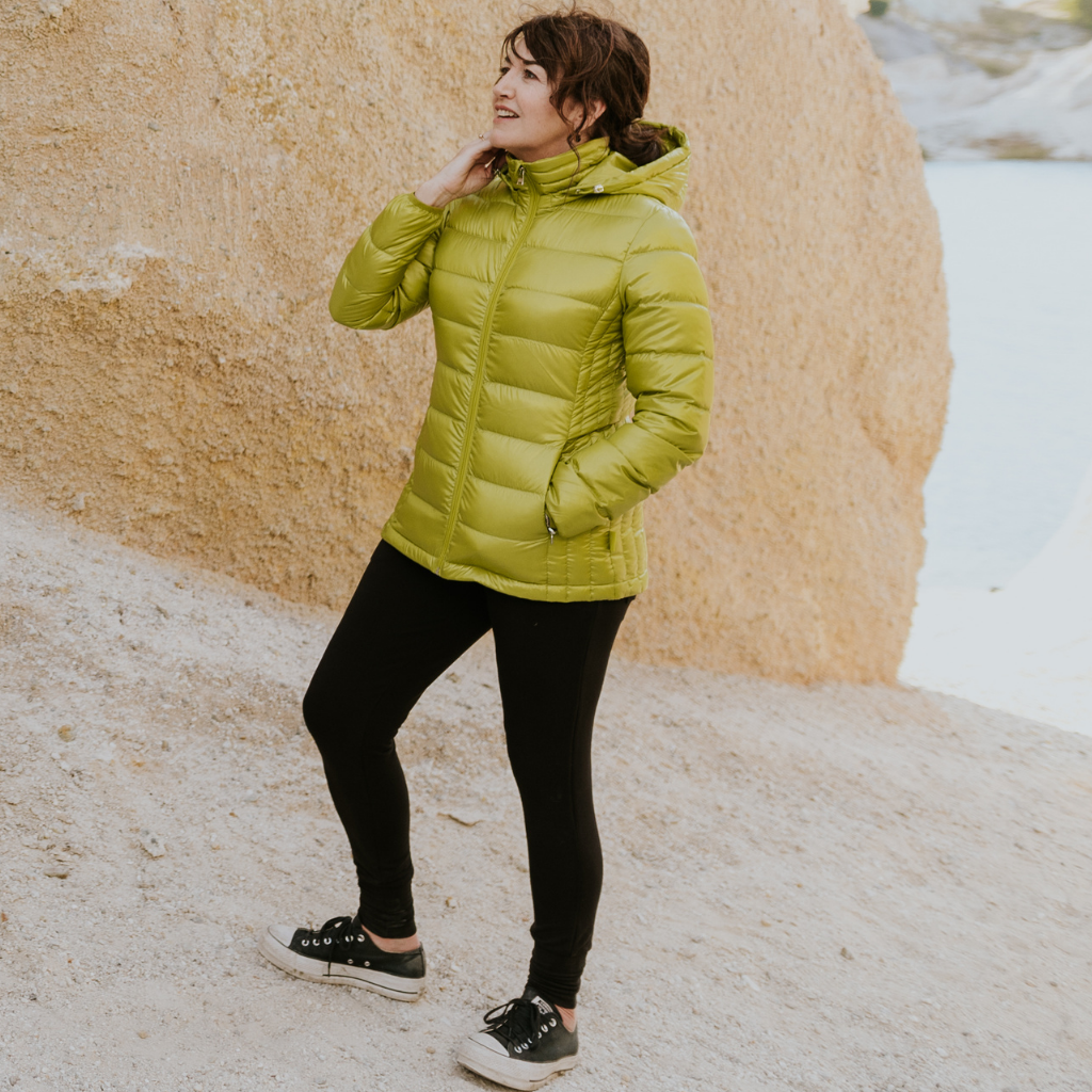 Lynn - Womens packable down jacket - Chartreuse