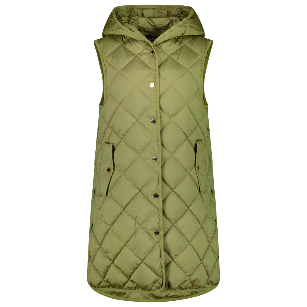 Mae Quilted Long Vest - Avacado
