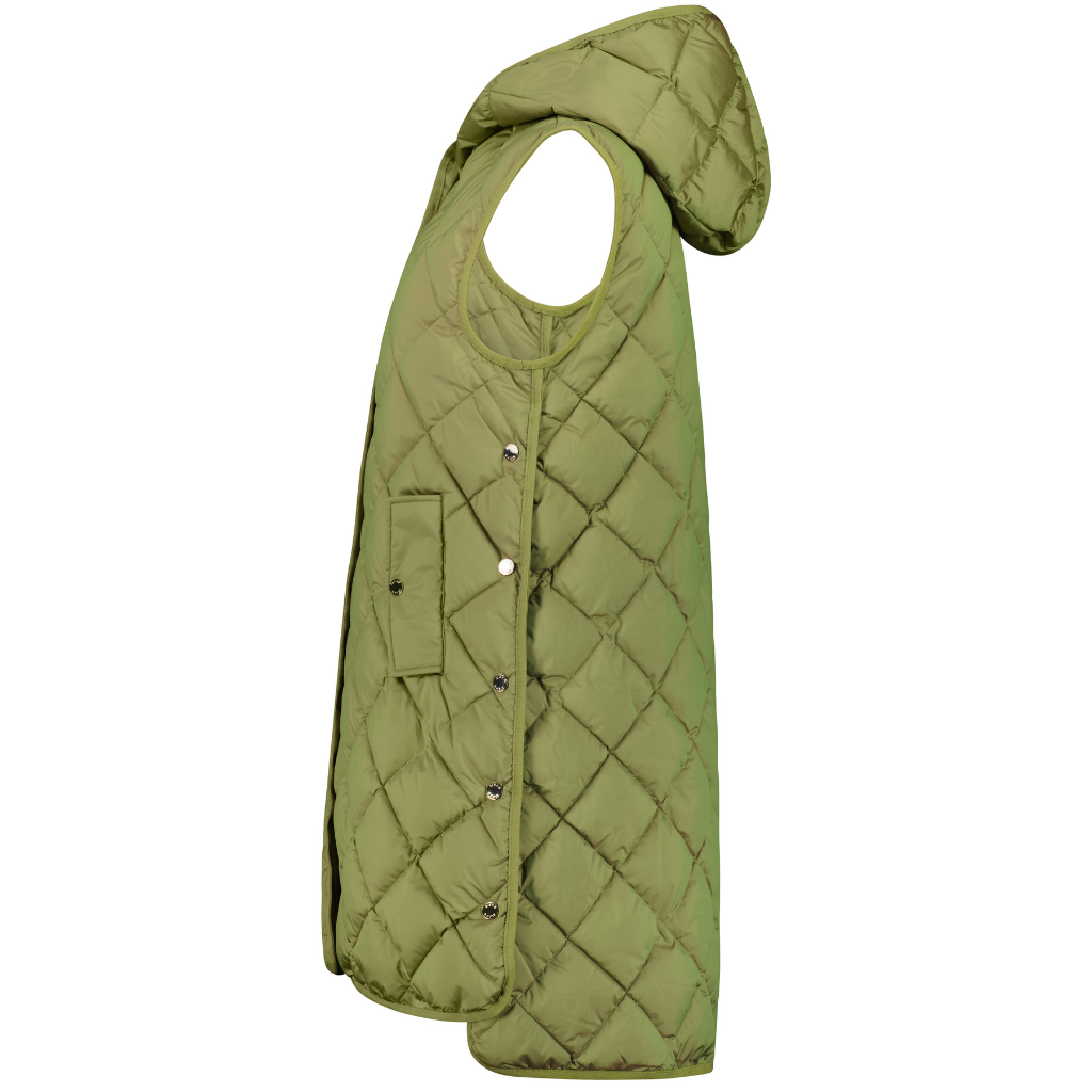 Mae Quilted Long Vest - Avacado