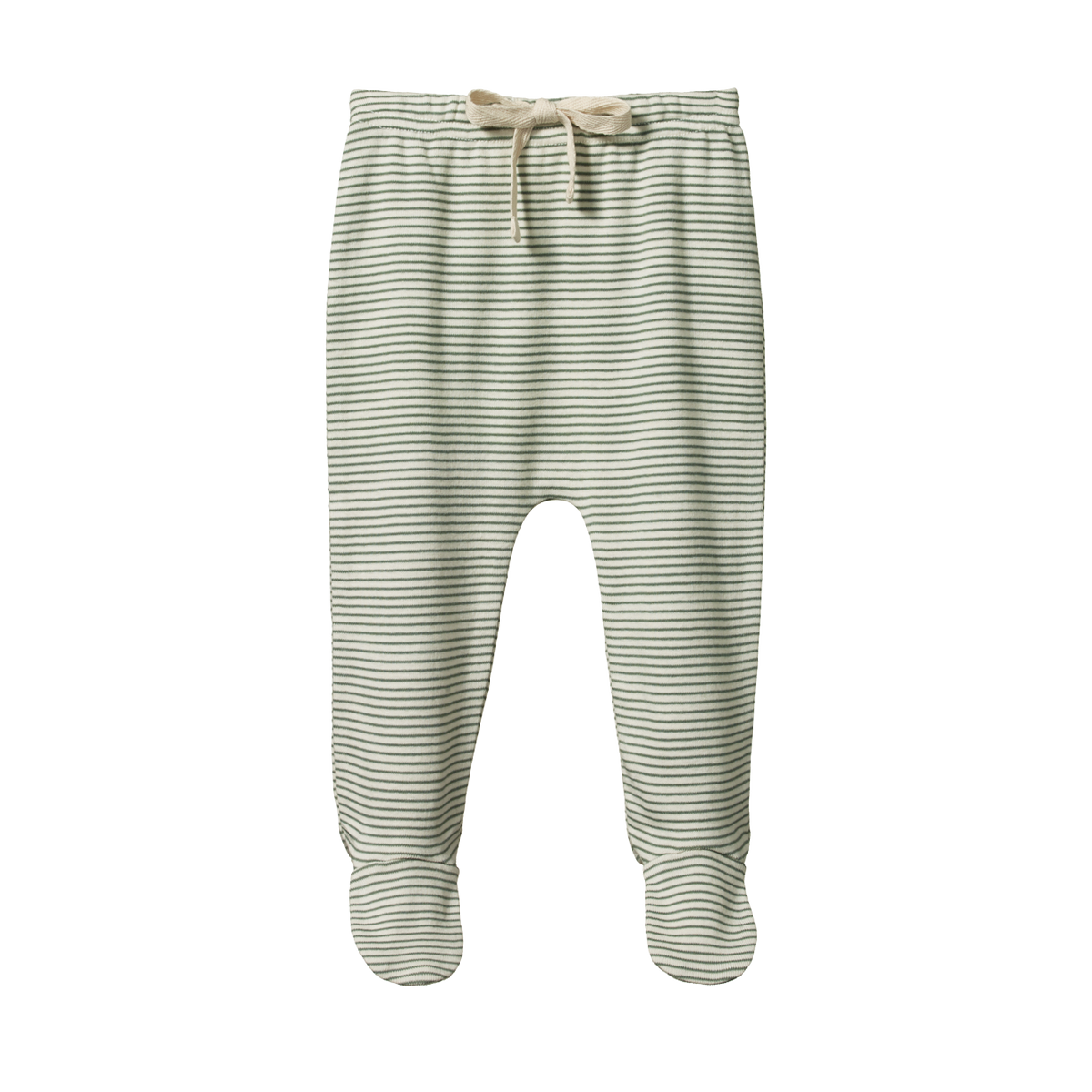 Footed Rompers - Nettle Pinstripe