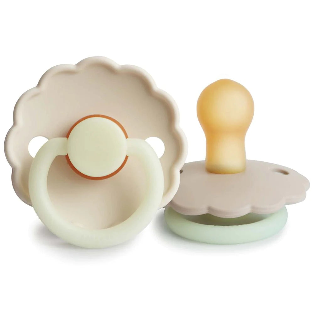 FRIGG Daisy Night Pacifier - Cream/Croissant