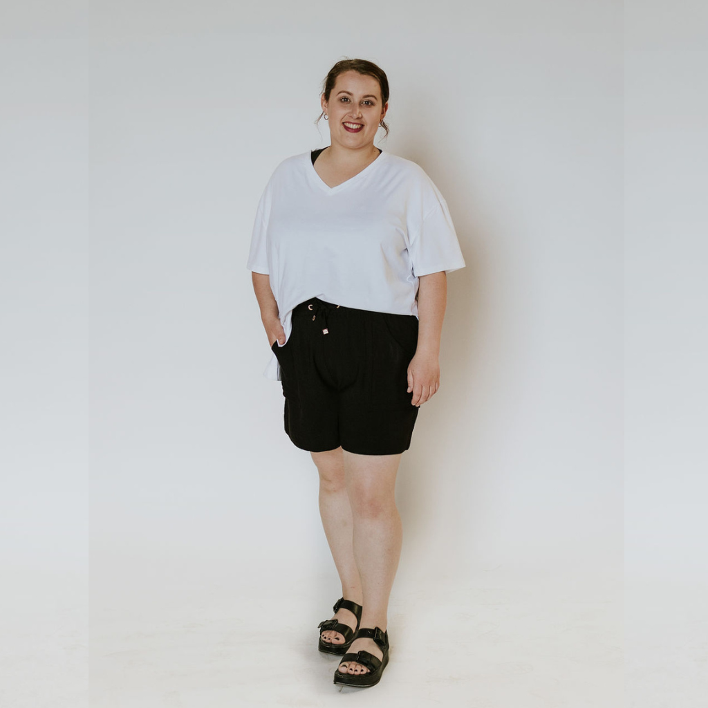 Jenna - Women&#39;s Paperbag Shorts - Black