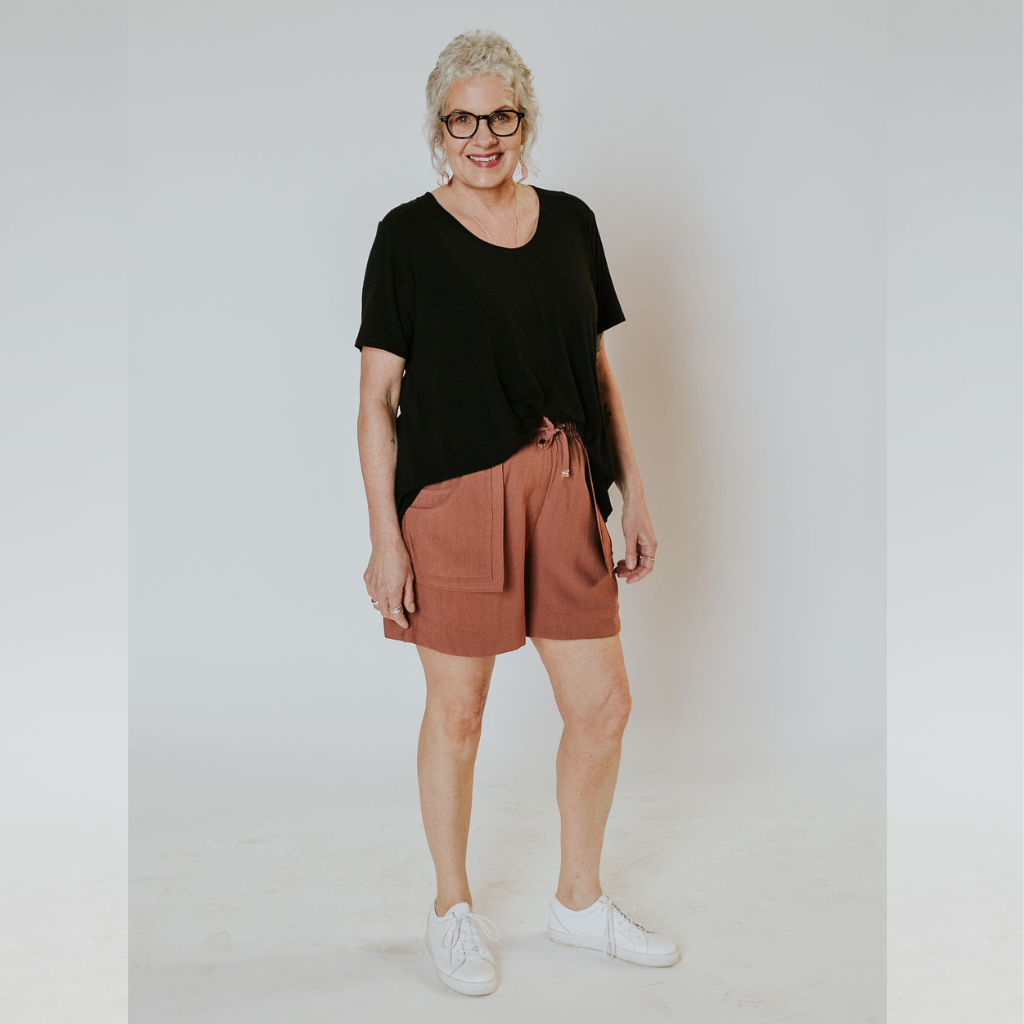 Jenna - Women&#39;s Paperbag Shorts - Desert
