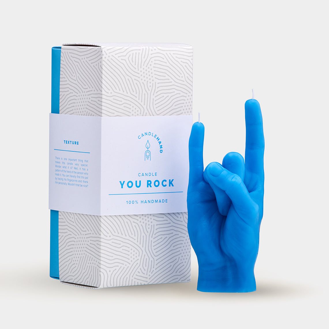 &#39;You Rock&#39; Hand Candle - Blue